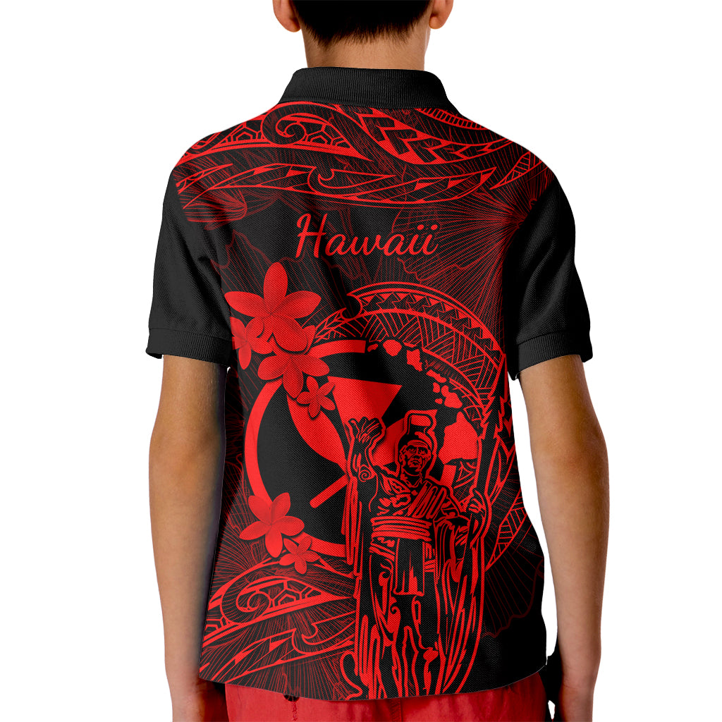 Hawaii Kid Polo Shirt King Kamehameha Mix Polynesian Plumeria Red Version LT14 - Polynesian Pride