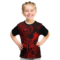 Hawaii Kid T Shirt King Kamehameha Mix Polynesian Plumeria Red Version LT14 Red - Polynesian Pride