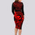 Hawaii Long Sleeve Bodycon Dress King Kamehameha Mix Polynesian Plumeria Red Version LT14 - Polynesian Pride