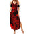 Hawaii Summer Maxi Dress King Kamehameha Mix Polynesian Plumeria Red Version LT14 Women Red - Polynesian Pride