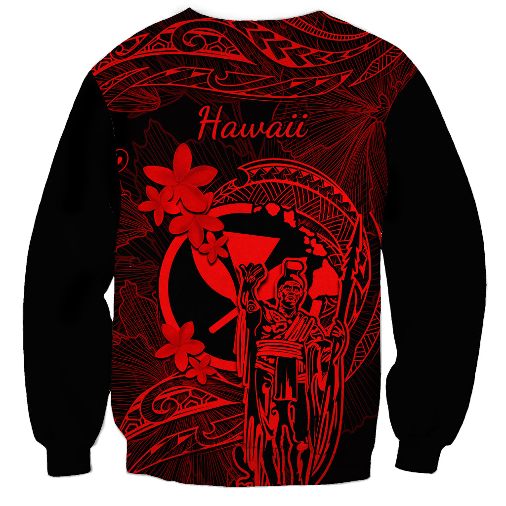 Hawaii Sweatshirt King Kamehameha Mix Polynesian Plumeria Red Version LT14 - Polynesian Pride