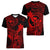 Hawaii Women V Neck T Shirt King Kamehameha Mix Polynesian Plumeria Red Version LT14 - Polynesian Pride