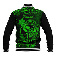 Hawaii Baseball Jacket King Kamehameha Mix Polynesian Plumeria Green Version LT14 - Polynesian Pride