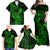 Hawaii Family Matching Off Shoulder Maxi Dress and Hawaiian Shirt King Kamehameha Mix Polynesian Plumeria Green Version LT14 - Polynesian Pride