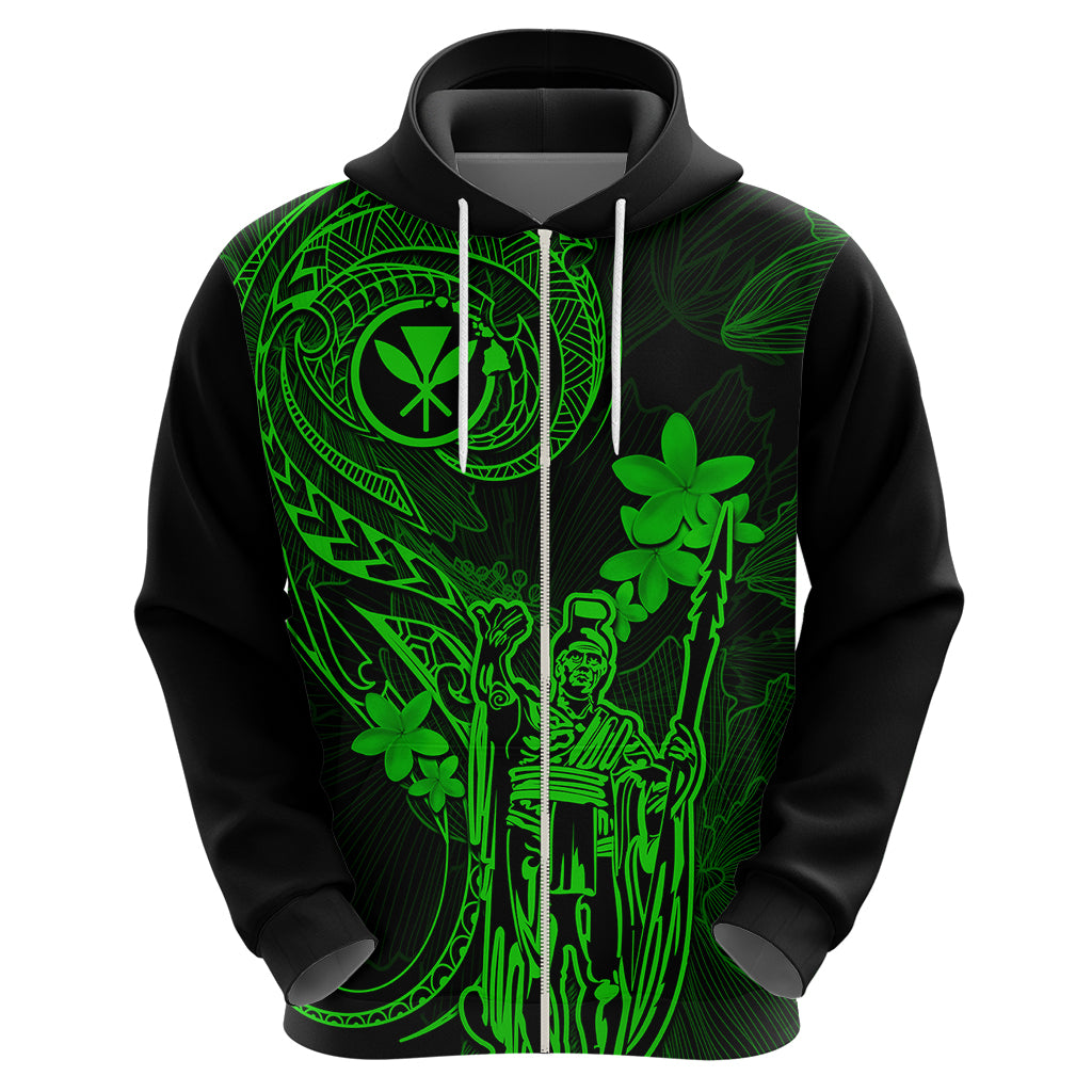 Hawaii Hoodie King Kamehameha Mix Polynesian Plumeria Green Version LT14 - Polynesian Pride