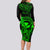 Hawaii Long Sleeve Bodycon Dress King Kamehameha Mix Polynesian Plumeria Green Version LT14 - Polynesian Pride