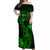 Hawaii Off Shoulder Maxi Dress King Kamehameha Mix Polynesian Plumeria Green Version LT14 Women Green - Polynesian Pride