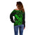 Hawaii Off Shoulder Sweater King Kamehameha Mix Polynesian Plumeria Green Version LT14 - Polynesian Pride