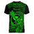 Hawaii Women V Neck T Shirt King Kamehameha Mix Polynesian Plumeria Green Version LT14 - Polynesian Pride