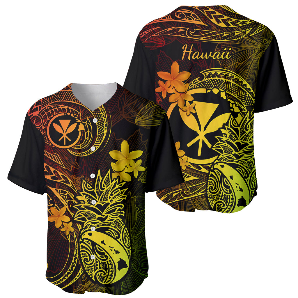 Hawaii Baseball Jersey Pineapple Mix Polynesian Plumeria Reggae Version LT14 - Polynesian Pride