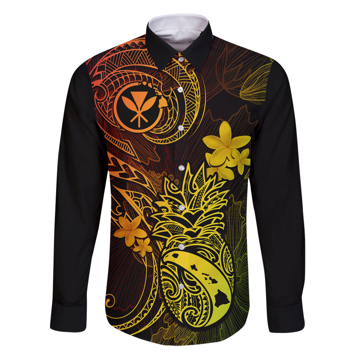 Hawaii Family Matching Short Sleeve Bodycon Dress and Hawaiian Shirt Pineapple Mix Polynesian Plumeria Reggae Version LT14 Dad's Shirt - Long Sleeve Reggae - Polynesian Pride