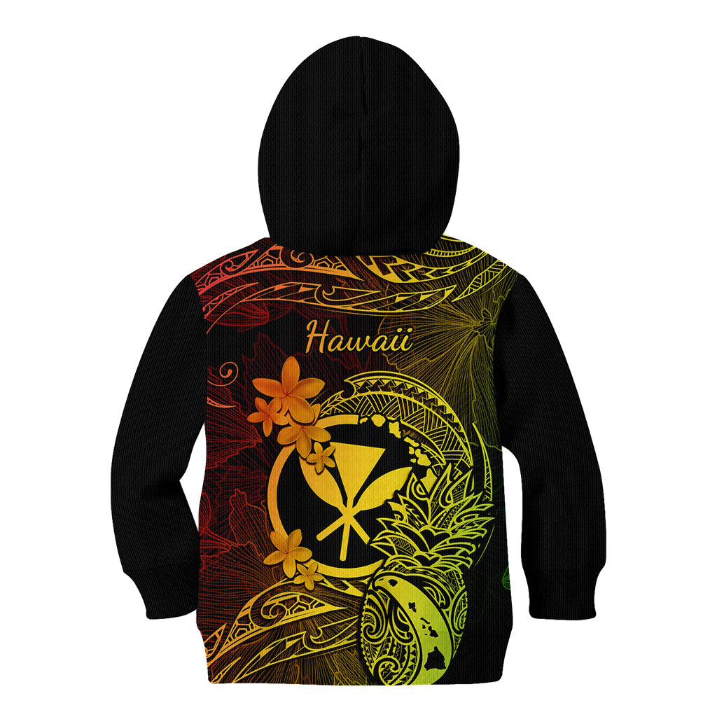 Hawaii Kid Hoodie Pineapple Mix Polynesian Plumeria Reggae Version LT14 - Polynesian Pride