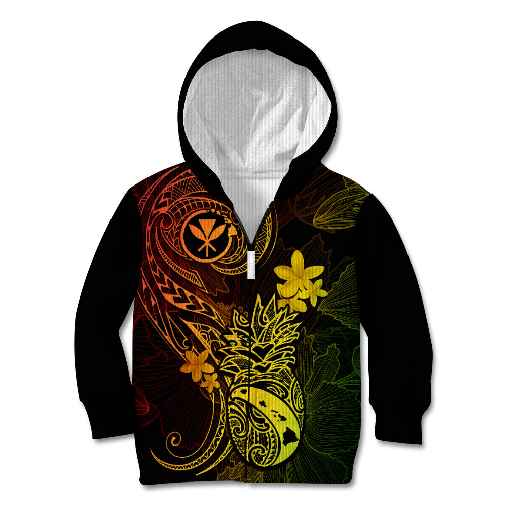 Hawaii Kid Hoodie Pineapple Mix Polynesian Plumeria Reggae Version LT14 - Polynesian Pride