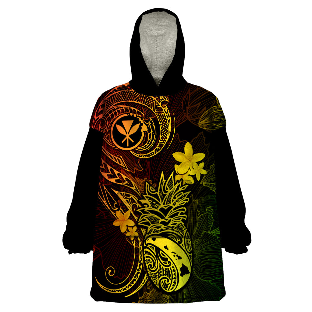 Hawaii Wearable Blanket Hoodie Pineapple Mix Polynesian Plumeria Reggae Version LT14 One Size Reggae - Polynesian Pride