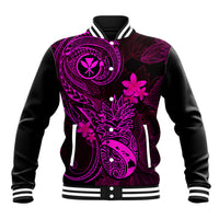 Hawaii Baseball Jacket Pineapple Mix Polynesian Plumeria Pink Version LT14 Unisex Pink - Polynesian Pride