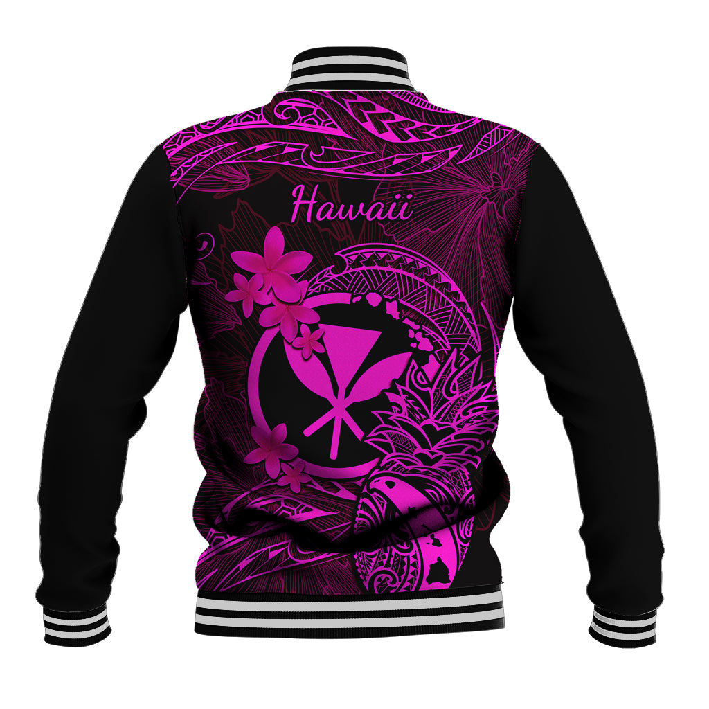 Hawaii Baseball Jacket Pineapple Mix Polynesian Plumeria Pink Version LT14 - Polynesian Pride