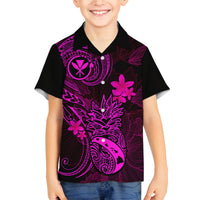 Hawaii Family Matching Mermaid Dress and Hawaiian Shirt Pineapple Mix Polynesian Plumeria Pink Version LT14 Son's Shirt Pink - Polynesian Pride