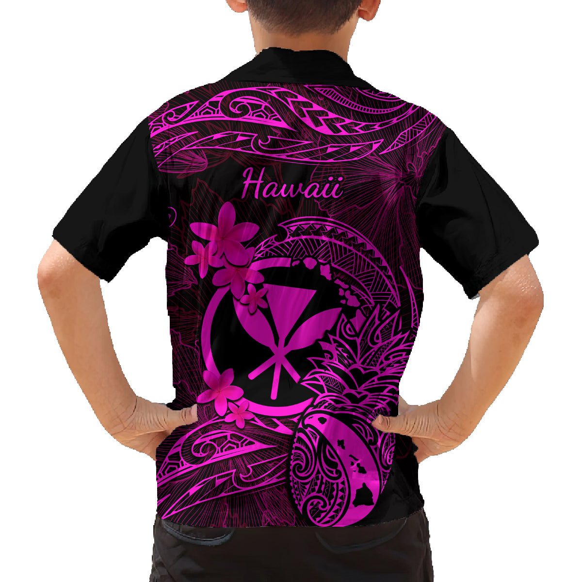 Hawaii Kid Hawaiian Shirt Pineapple Mix Polynesian Plumeria Pink Version LT14 - Polynesian Pride