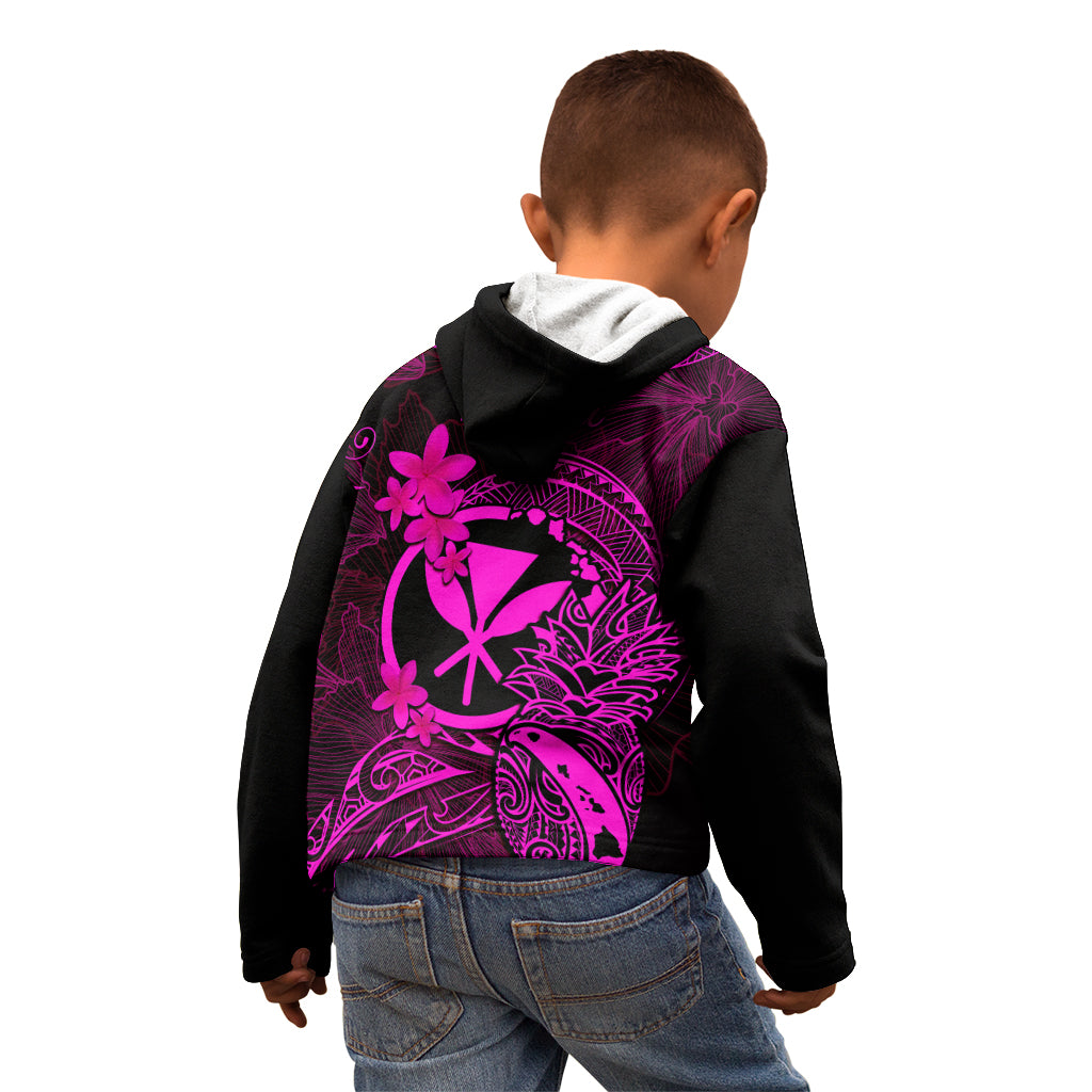 Hawaii Kid Hoodie Pineapple Mix Polynesian Plumeria Pink Version LT14 - Polynesian Pride