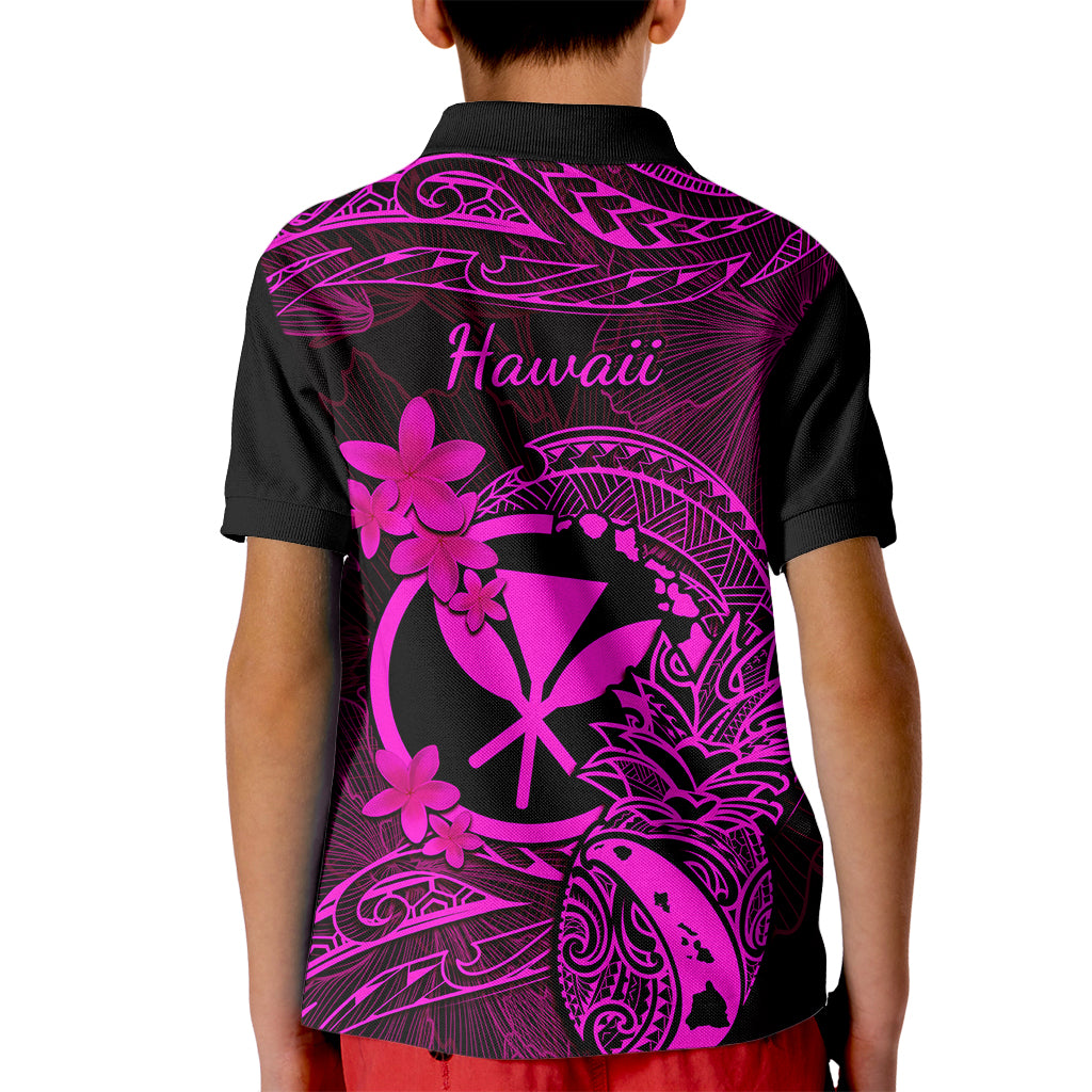 Hawaii Kid Polo Shirt Pineapple Mix Polynesian Plumeria Pink Version LT14 - Polynesian Pride