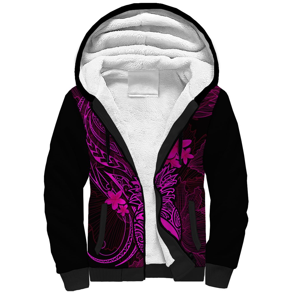 Hawaii Sherpa Hoodie Pineapple Mix Polynesian Plumeria Pink Version LT14 Unisex Pink - Polynesian Pride