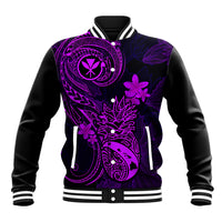 Hawaii Baseball Jacket Pineapple Mix Polynesian Plumeria Purple Version LT14 Unisex Purple - Polynesian Pride