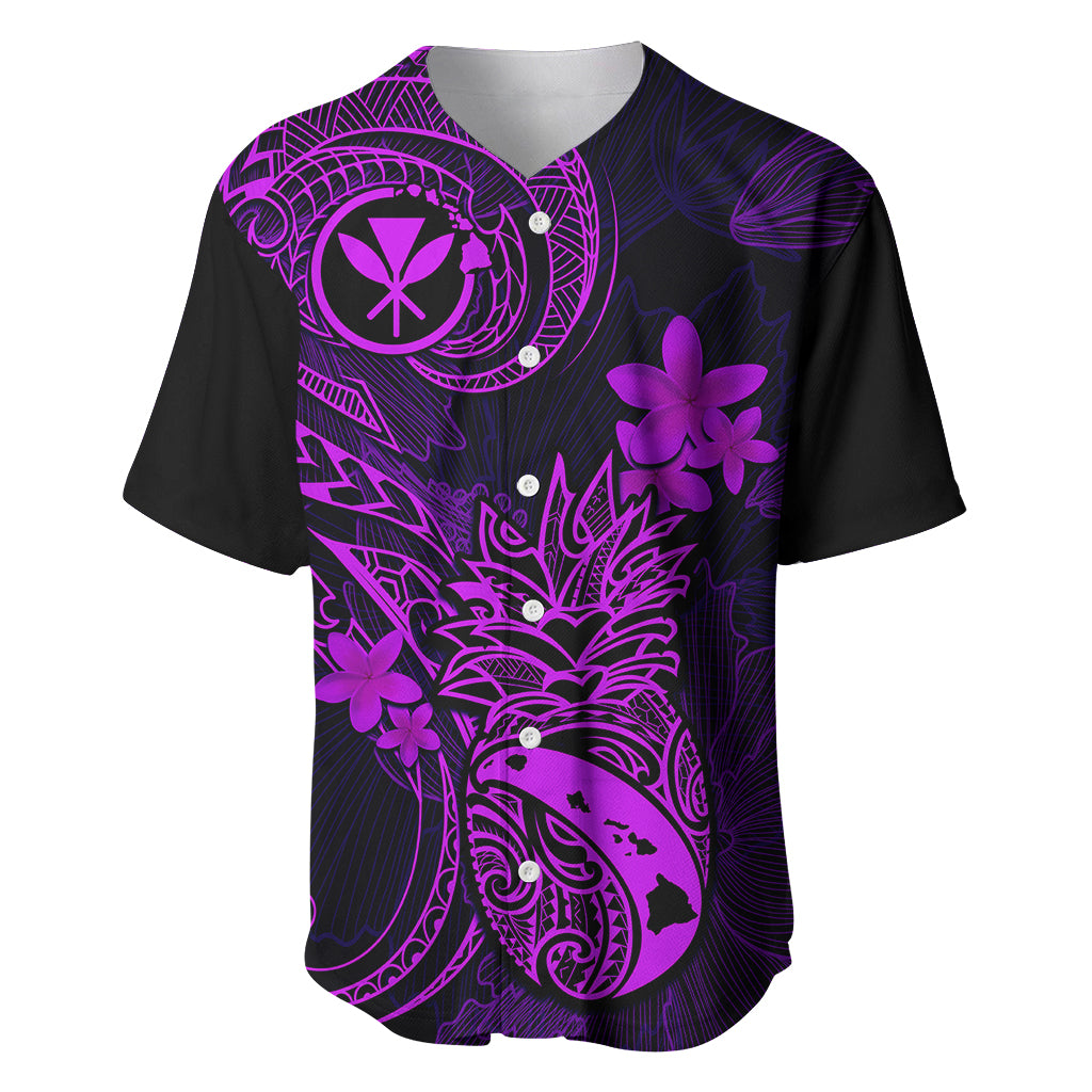 Hawaii Baseball Jersey Pineapple Mix Polynesian Plumeria Purple Version LT14 Purple - Polynesian Pride