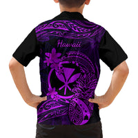 Hawaii Family Matching Off Shoulder Long Sleeve Dress and Hawaiian Shirt Pineapple Mix Polynesian Plumeria Purple Version LT14 - Polynesian Pride