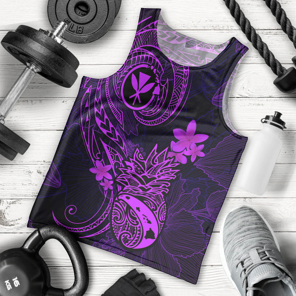 Hawaii Men Tank Top Pineapple Mix Polynesian Plumeria Purple Version LT14 Purple - Polynesian Pride