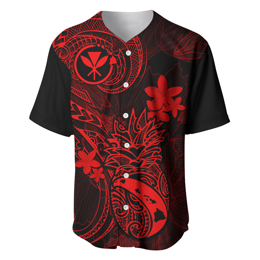 Hawaii Baseball Jersey Pineapple Mix Polynesian Plumeria Red Version LT14 Red - Polynesian Pride