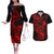 Hawaii Couples Matching Off The Shoulder Long Sleeve Dress and Hawaiian Shirt Pineapple Mix Polynesian Plumeria Red Version LT14 Red - Polynesian Pride