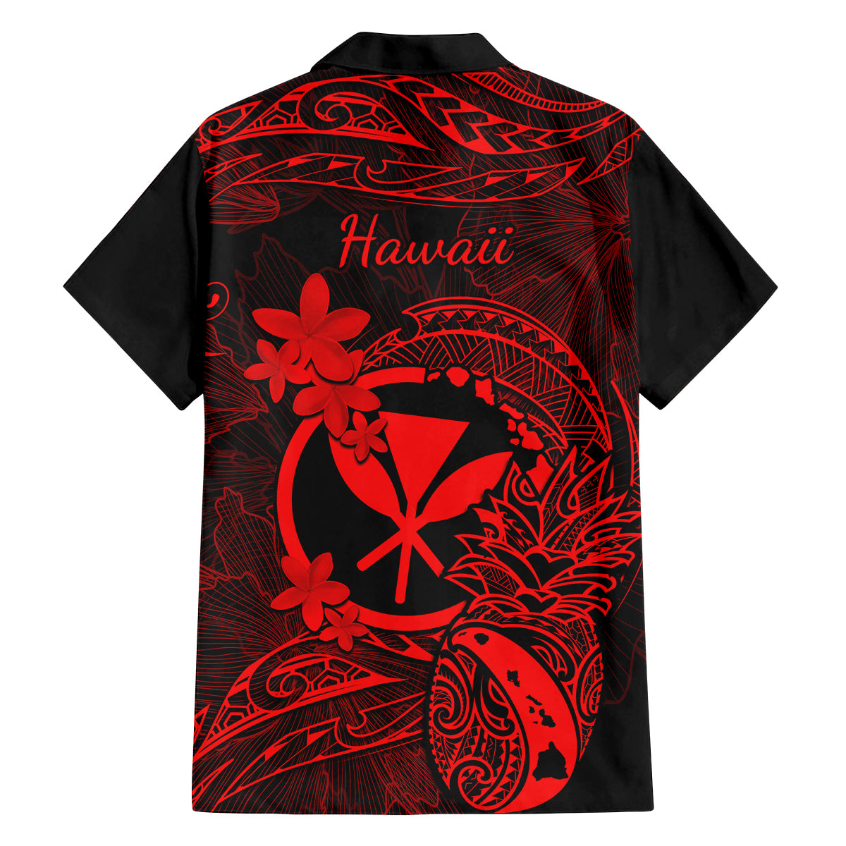 hawaii-family-matching-long-sleeve-bodycon-dress-and-hawaiian-shirt-pineapple-mix-polynesian-plumeria-red-version
