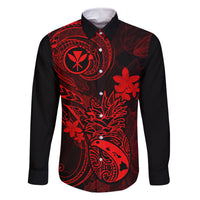 Hawaii Family Matching Mermaid Dress and Hawaiian Shirt Pineapple Mix Polynesian Plumeria Red Version LT14 Dad's Shirt - Long Sleeve Red - Polynesian Pride