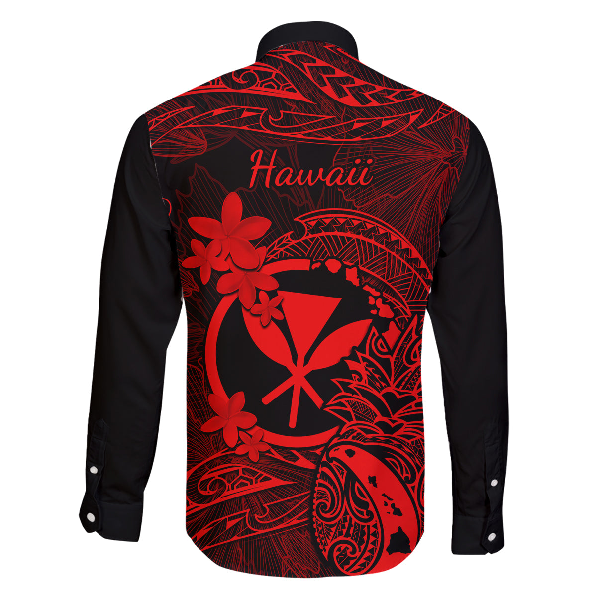 Hawaii Family Matching Mermaid Dress and Hawaiian Shirt Pineapple Mix Polynesian Plumeria Red Version LT14 - Polynesian Pride