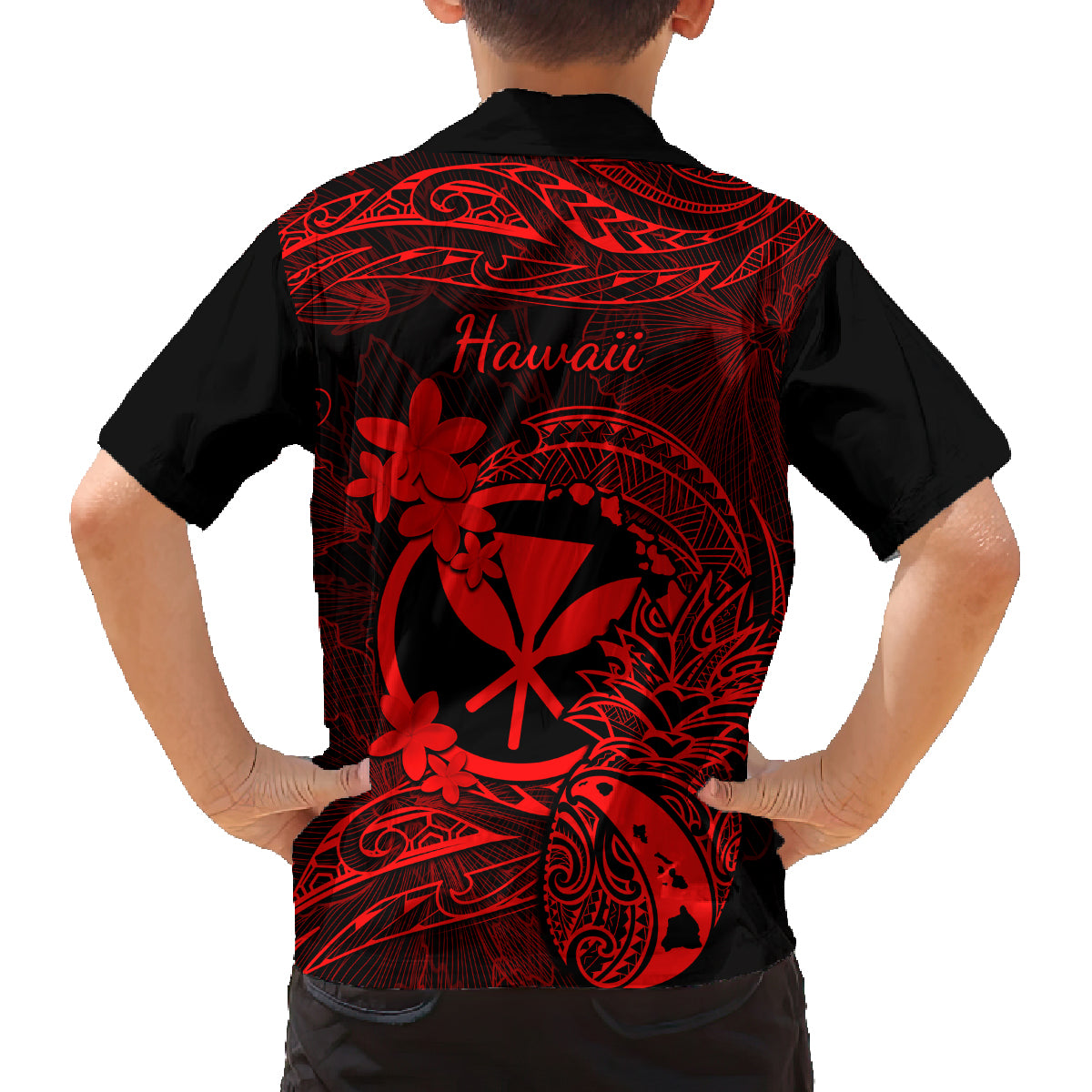 Hawaii Kid Hawaiian Shirt Pineapple Mix Polynesian Plumeria Red Version LT14 - Polynesian Pride