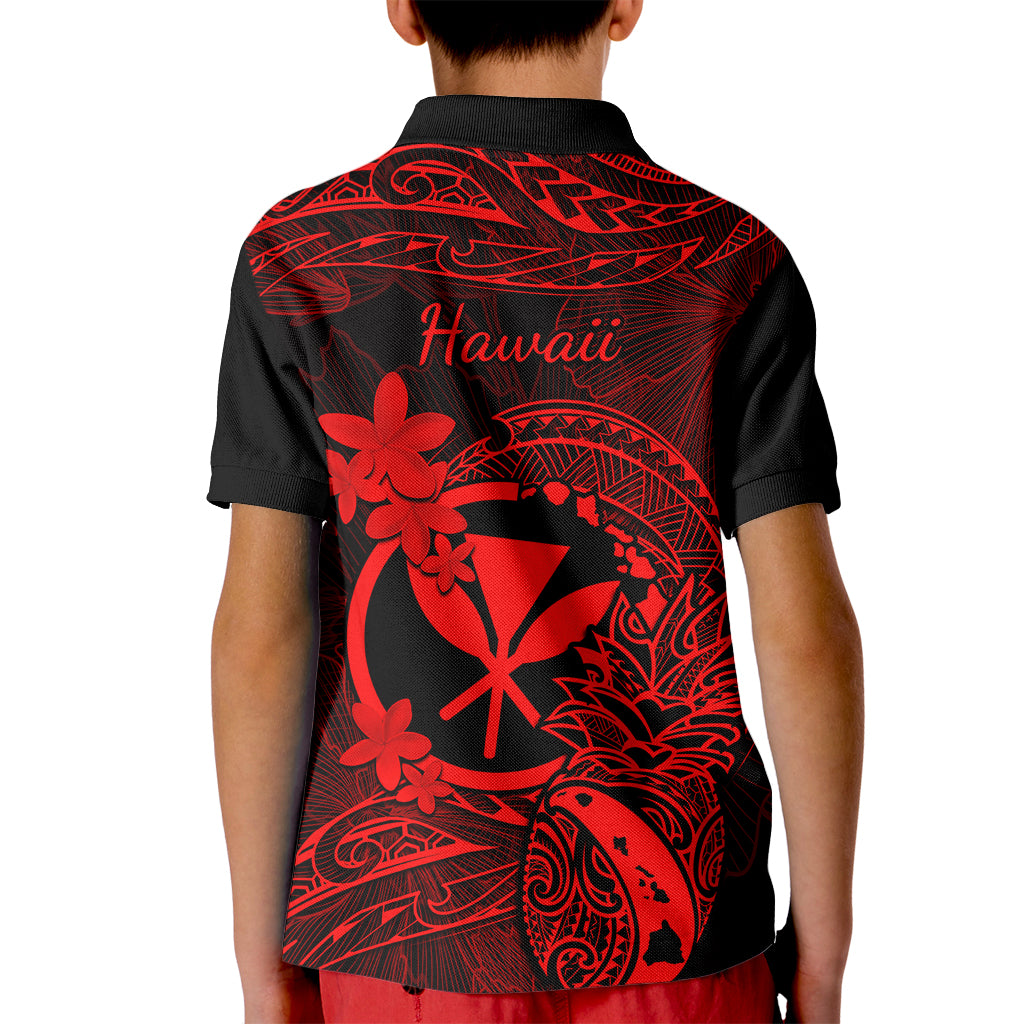 Hawaii Kid Polo Shirt Pineapple Mix Polynesian Plumeria Red Version LT14 - Polynesian Pride