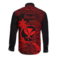 Hawaii Long Sleeve Button Shirt Pineapple Mix Polynesian Plumeria Red Version LT14 - Polynesian Pride