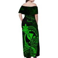 hawaii-family-matching-off-shoulder-maxi-dress-and-hawaiian-shirt-pineapple-mix-polynesian-plumeria-green-version