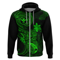 Hawaii Hoodie Pineapple Mix Polynesian Plumeria Green Version LT14 Zip Hoodie Green - Polynesian Pride