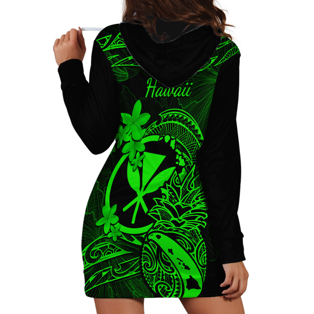 Hawaii Hoodie Dress Pineapple Mix Polynesian Plumeria Green Version LT14 - Polynesian Pride