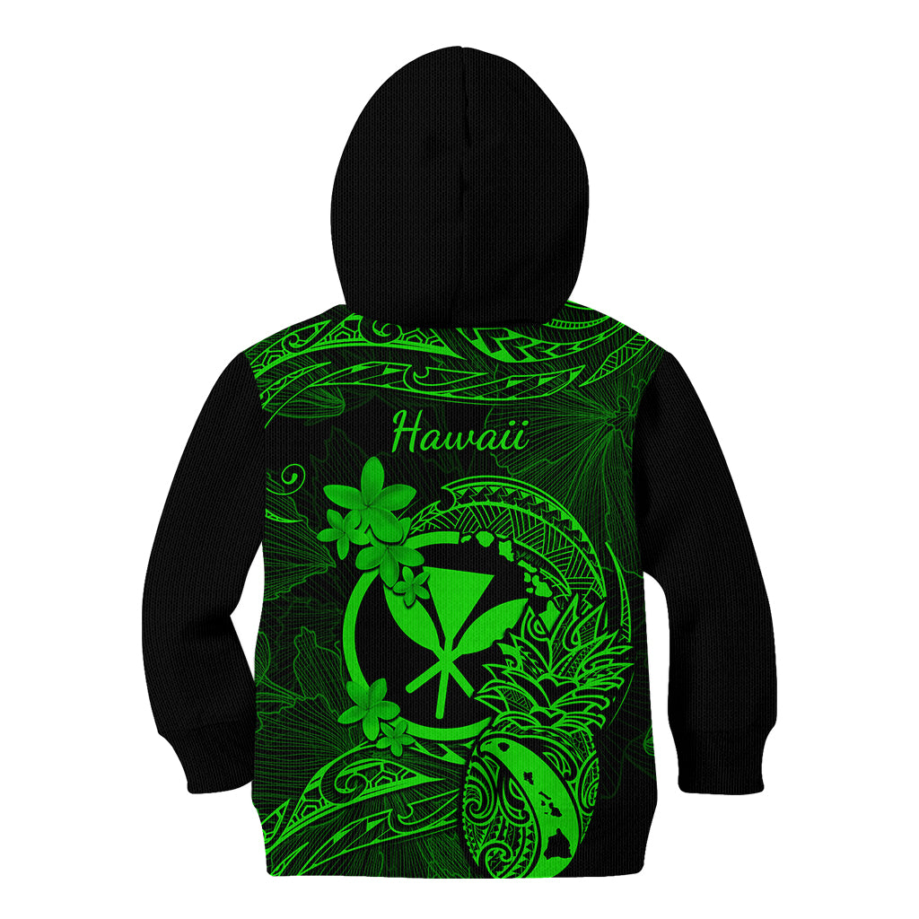 Hawaii Kid Hoodie Pineapple Mix Polynesian Plumeria Green Version LT14 - Polynesian Pride