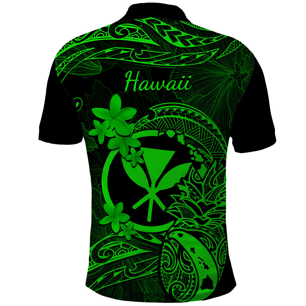 Hawaii Polo Shirt Pineapple Mix Polynesian Plumeria Green Version LT14 - Polynesian Pride