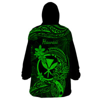 Hawaii Wearable Blanket Hoodie Pineapple Mix Polynesian Plumeria Green Version LT14 - Polynesian Pride