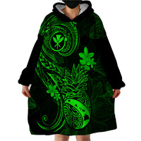 Hawaii Wearable Blanket Hoodie Pineapple Mix Polynesian Plumeria Green Version LT14 - Polynesian Pride