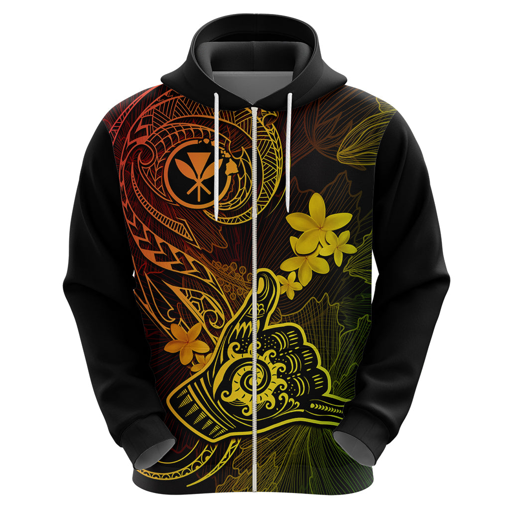 Hawaii Hoodie Shaka Tattoo Mix Polynesian Plumeria Reggae Version LT14 - Polynesian Pride