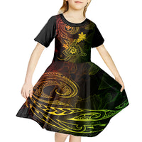 Hawaii Kid Short Sleeve Dress Shaka Tattoo Mix Polynesian Plumeria Reggae Version LT14 - Polynesian Pride