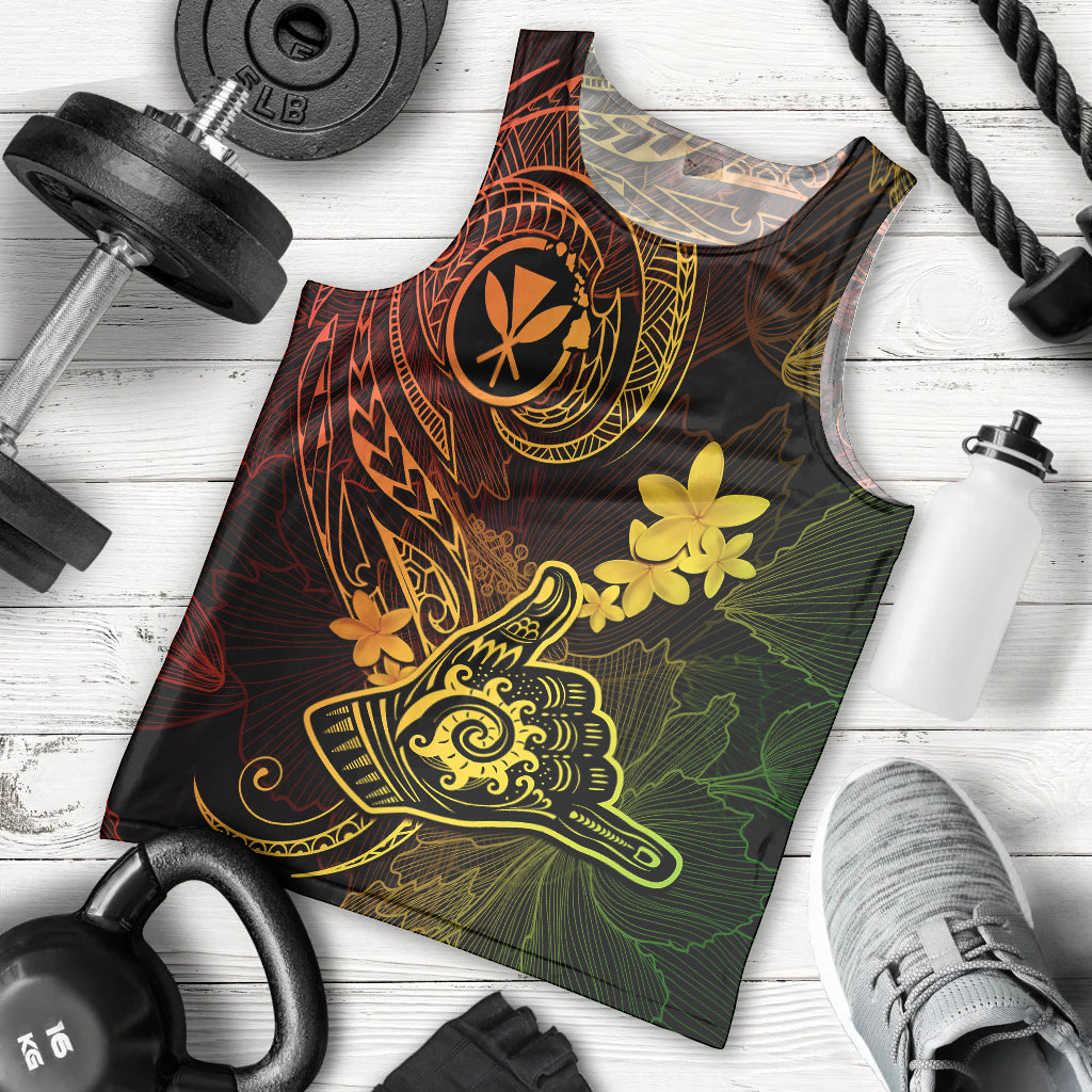 Hawaii Men Tank Top Shaka Tattoo Mix Polynesian Plumeria Reggae Version LT14 Reggae - Polynesian Pride