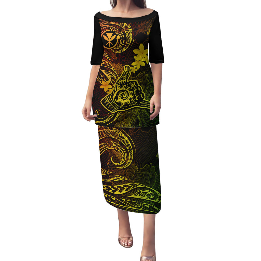 Hawaii Puletasi Shaka Tattoo Mix Polynesian Plumeria Reggae Version LT14 Long Dress Reggae - Polynesian Pride