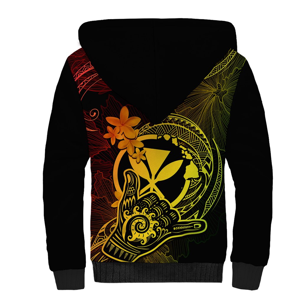 Hawaii Sherpa Hoodie Shaka Tattoo Mix Polynesian Plumeria Reggae Version LT14 - Polynesian Pride