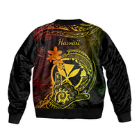 Hawaii Sleeve Zip Bomber Jacket Shaka Tattoo Mix Polynesian Plumeria Reggae Version LT14 - Polynesian Pride